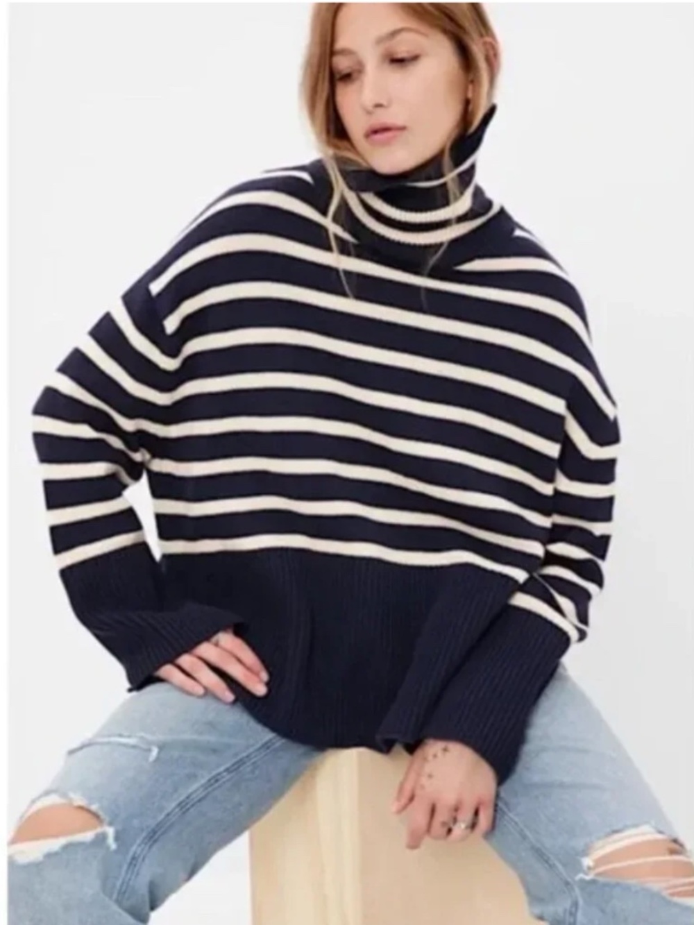 Gap Oversized Striped Turtleneck Sweater